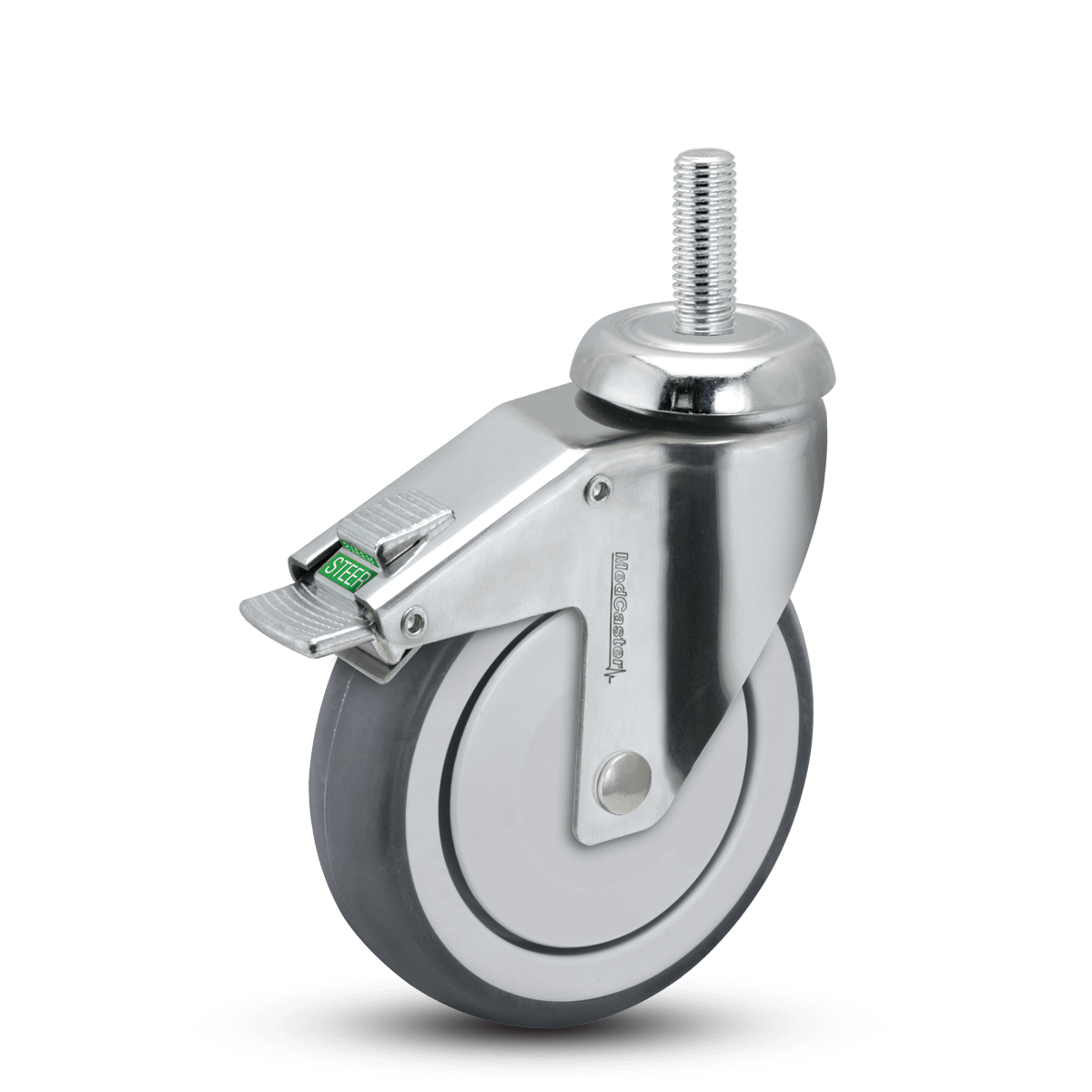 MedCaster Stainless Steel Hospital Caster SS-06PYP-125-DL